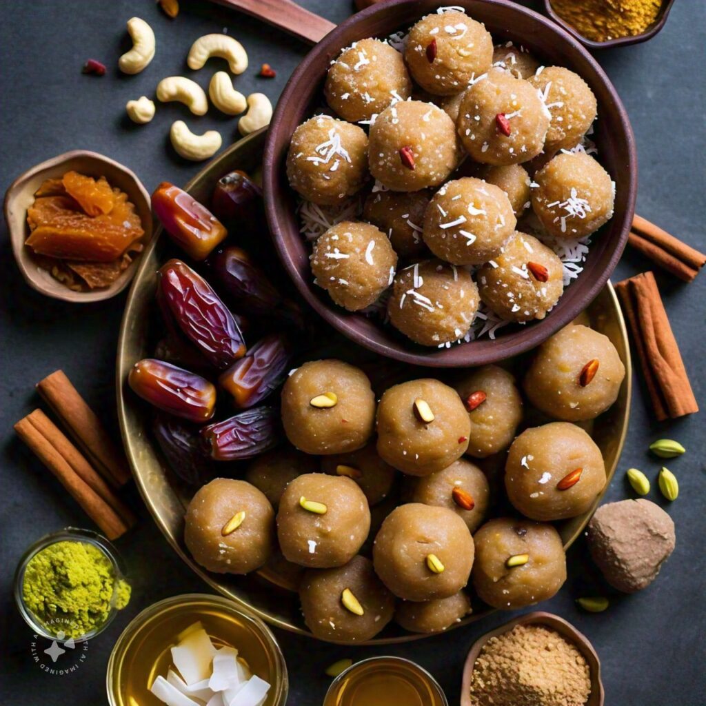 Ingredients for Coconut & Date-Palm Jaggery Laddoo