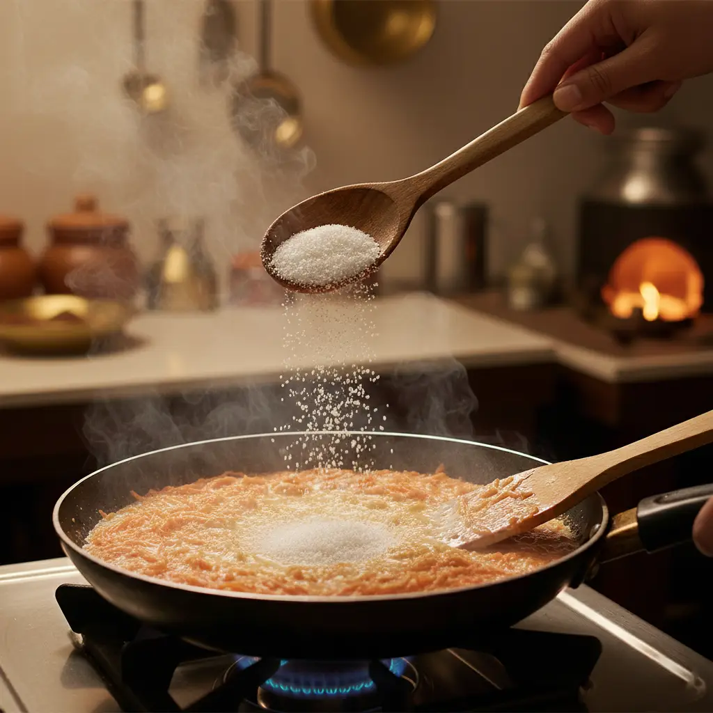 Adding Treelogical monk fruit sweetener to gajar halwa