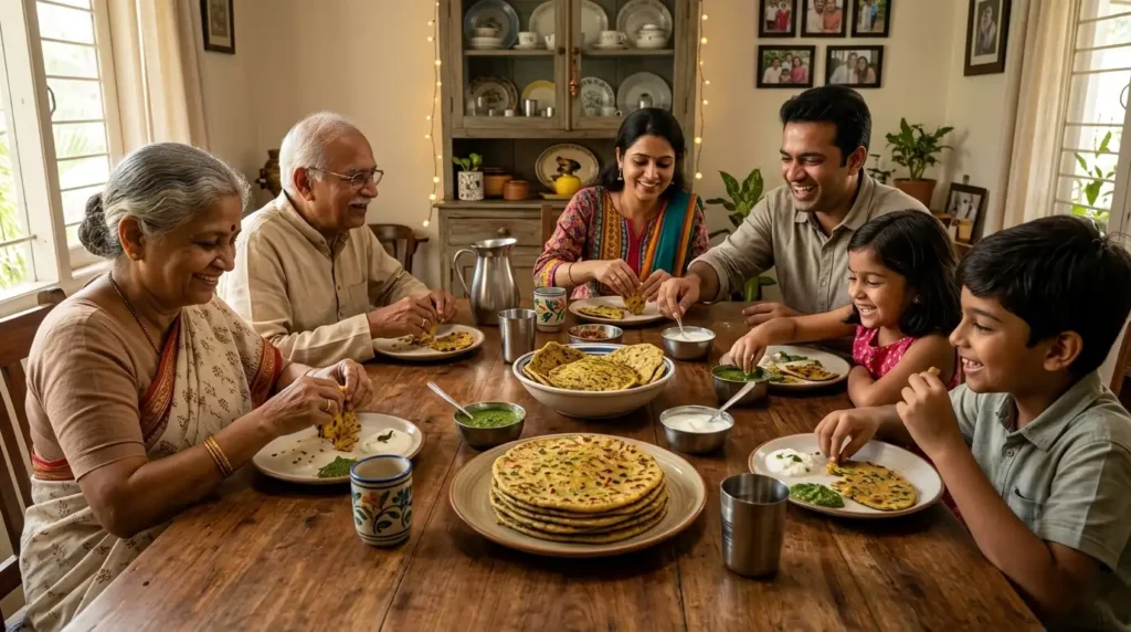 nutritious Indian breakfast with moringa paratha