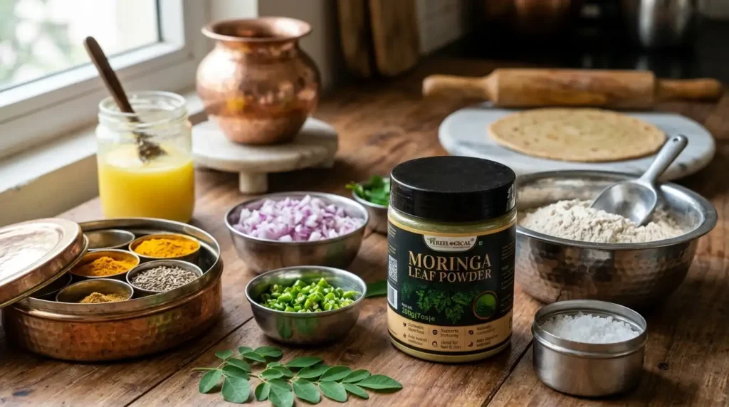 ingredients for making moringa paratha at home